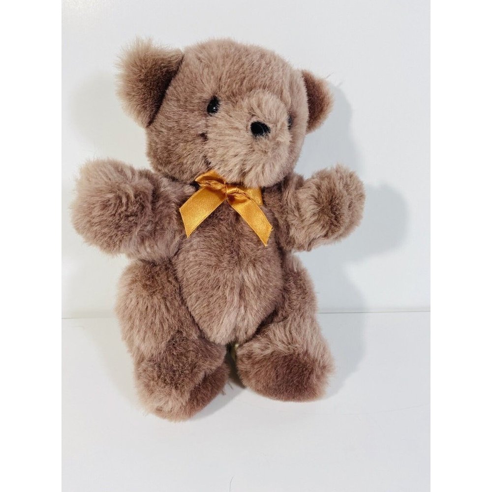 Vintage Deluxe Playthings Teddy Bear Plush 9.5” Stuffed Animal Brown Purple